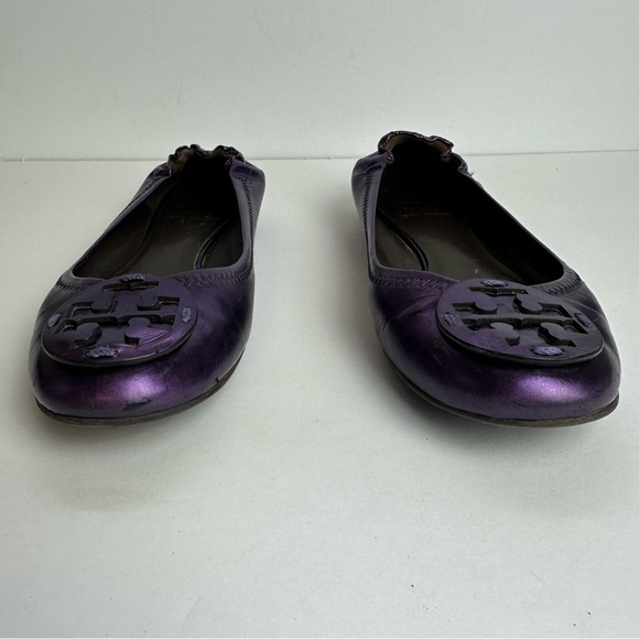 Tory Burch Reva Ballet Flats Women's 6.5 Shoes Metallic Mirror Purple Leather - Picture 7 of 11
